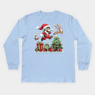 Christmas Mustache Santa Kids Long Sleeve T-Shirt